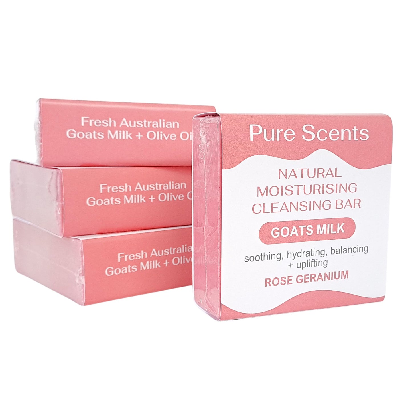 Natural Goats Milk Soap Rose Geranium Value Pack (4 Bars) Pure Scents