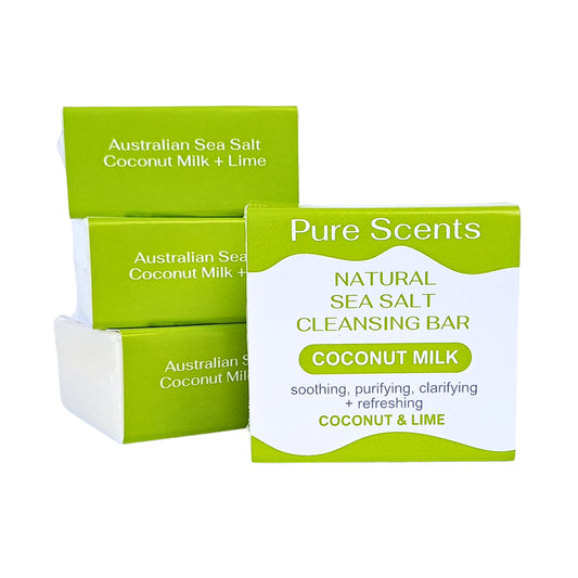 Sea Salt & Coconut Milk Soap: Coconut & Lime (4 Bars) - Pure Scents
