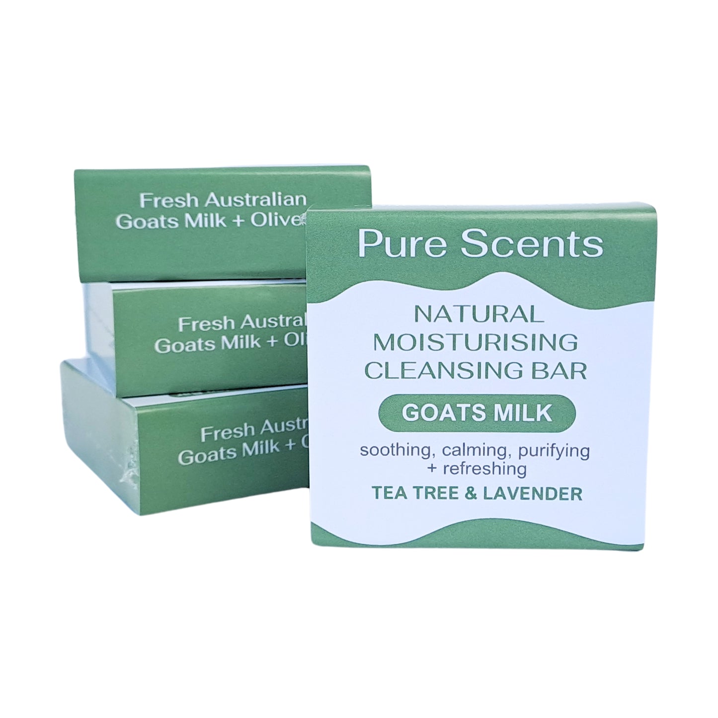 Goats Milk Soap: Tea Tree & Lavender (4 Bars) - Pure Scents