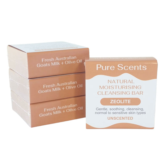 Goats Milk Zeolite Soap - Unscented Value Pack (4 Bars) - Pure Scents