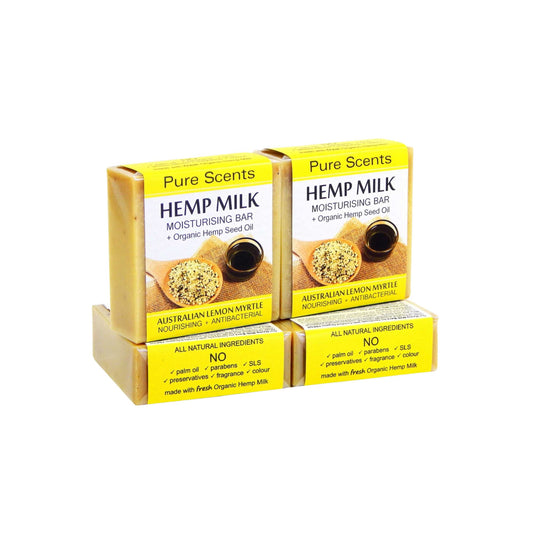 Hemp Milk Soap Bars - Australian Lemon Myrtle Value Pack (4 Bars) - Pure Scents