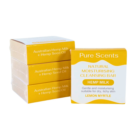 Hemp Milk Soap Bars - Australian Lemon Myrtle Value Pack (4 Bars) - Pure Scents