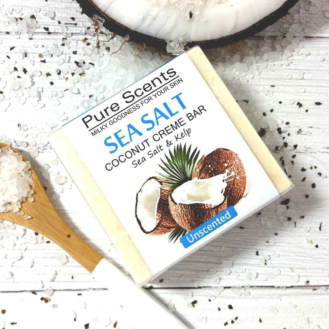 Sea Salt & Coconut Creme Soap Bars - Kelp Unscented Value Pack - Pure Scents