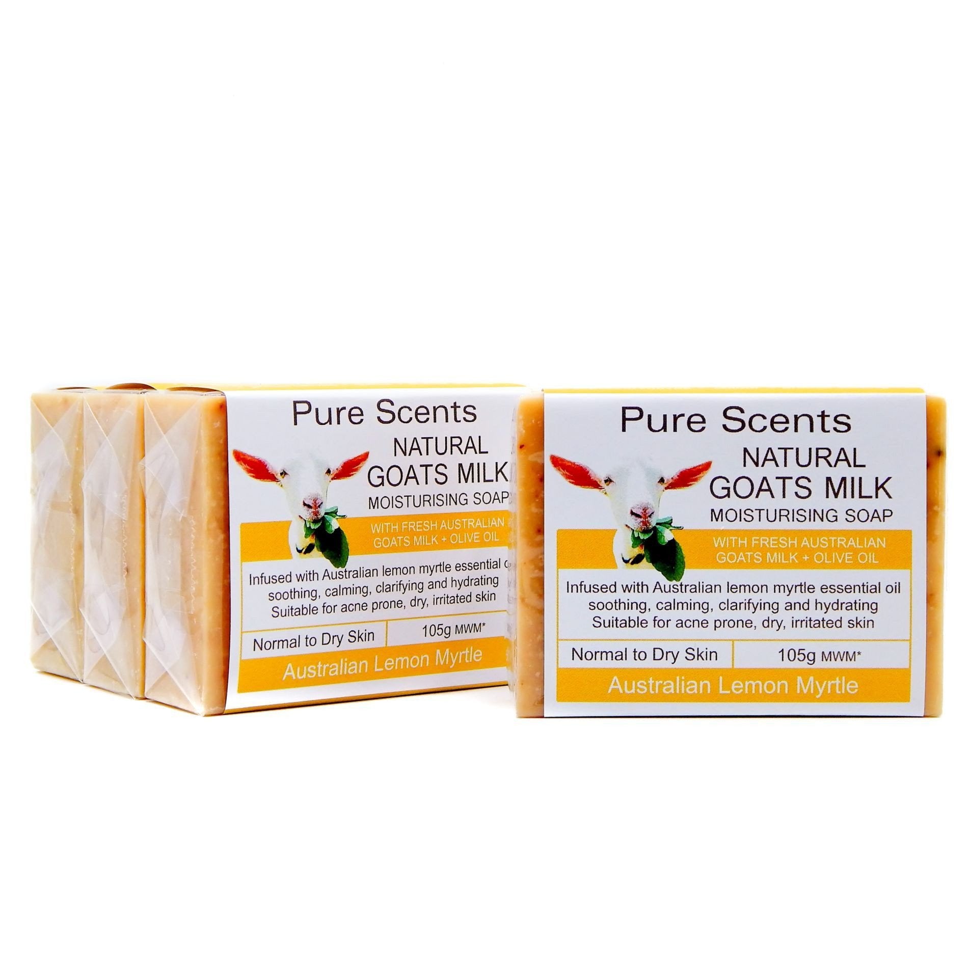 Goat Milk Soap - Lemon Myrtle Value Pack 4 x 110g - Pure Scents