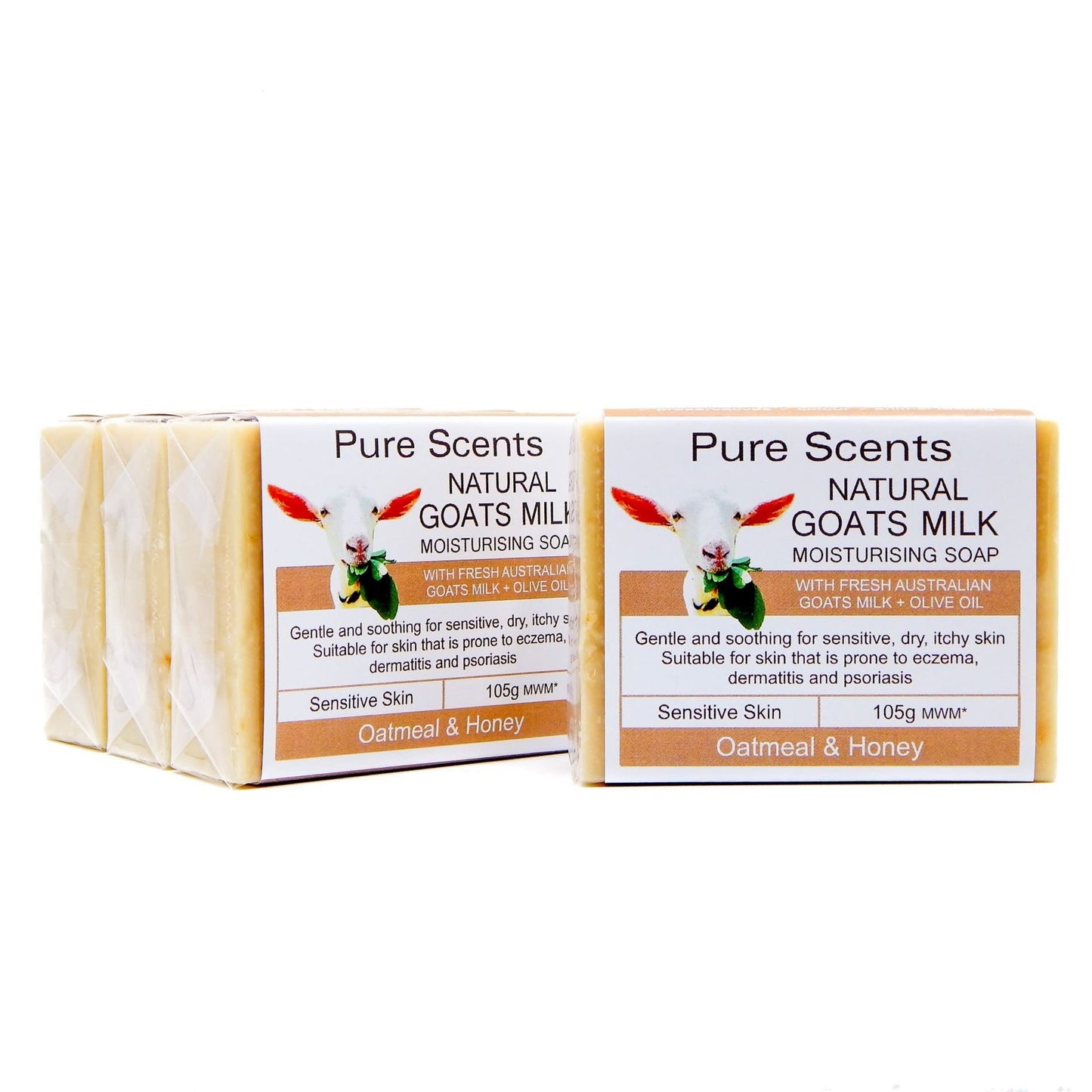 Goat Milk Soap - Oatmeal & Honey Value Pack 4 x 110g - Pure Scents