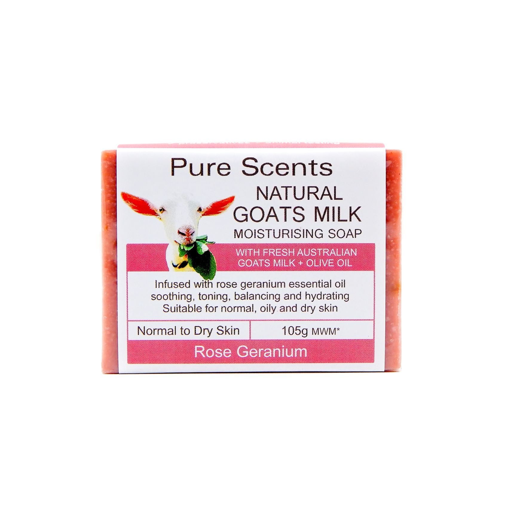 Goat Milk Soap Bar - Rose Geranium - Pure Scents