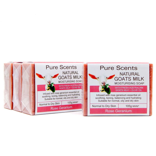 Goat Milk Soap - Rose Geranium Value Pack 4 x 110g - Pure Scents