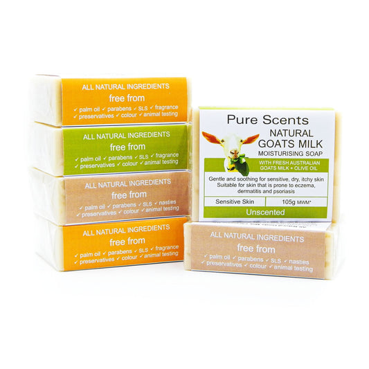6 x Goats Milk Soap Sensitive Skin Variety Pack - Pure Scents