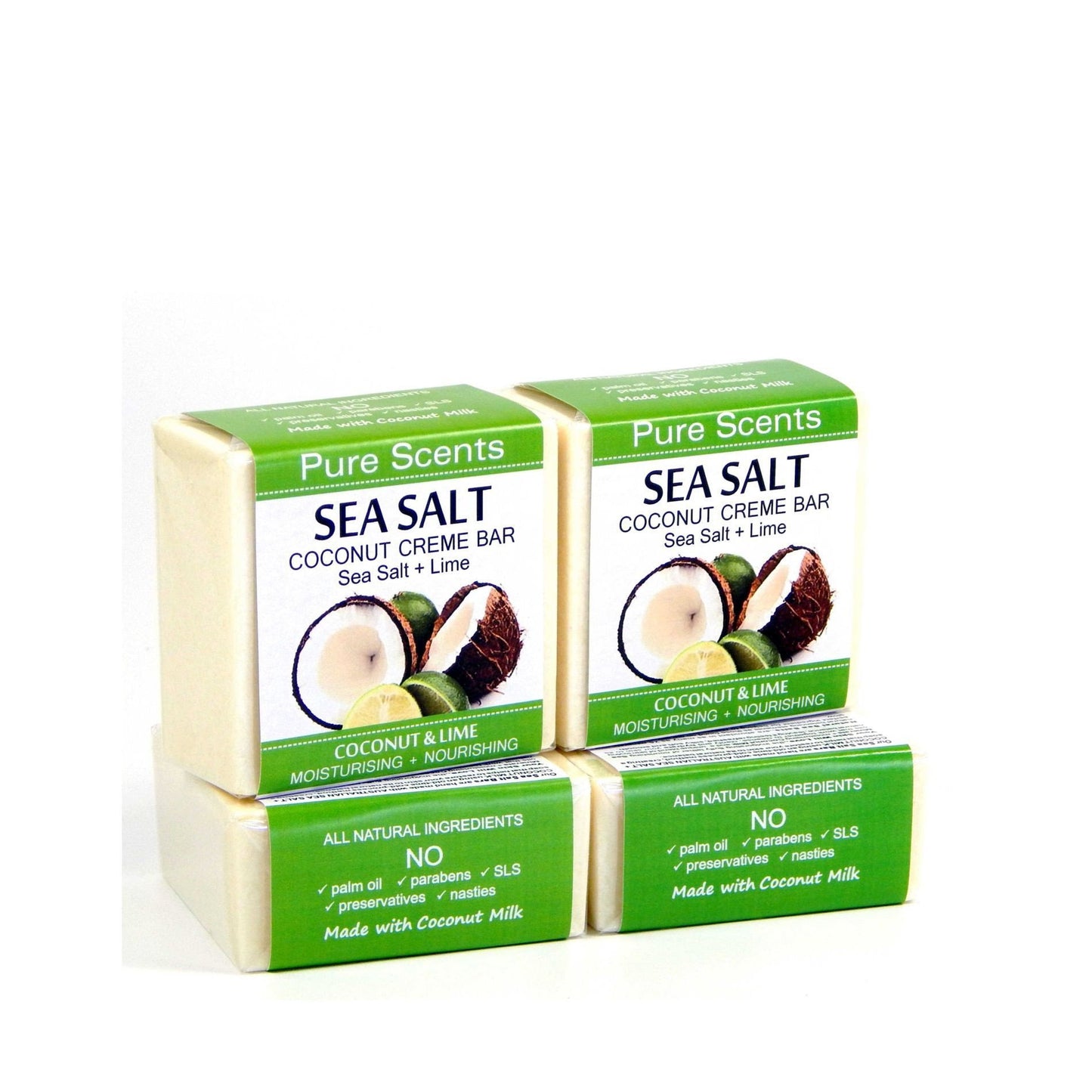 Sea Salt & Coconut Creme Soap Bars - Coconut & Lime Value Pack - Pure Scents